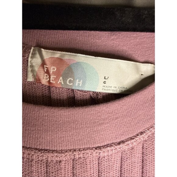 FREE PEOPLE FP Beach Pink Walk About Maxi Dress Women’s Size LARGE Ribbed Knit - Picture 3 of 15